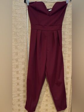 Burgundy Strapless Jumpsuit